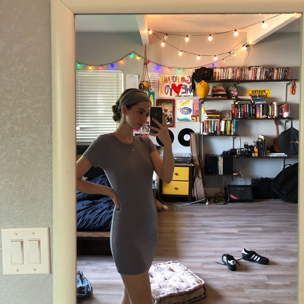 Blue tight mini dress